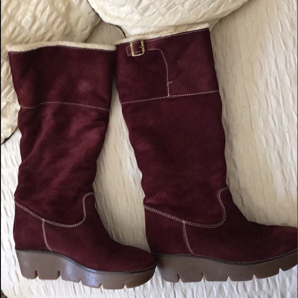 Michael Kors Burgundy Suede Wedge Boot-Sz 9~WARM